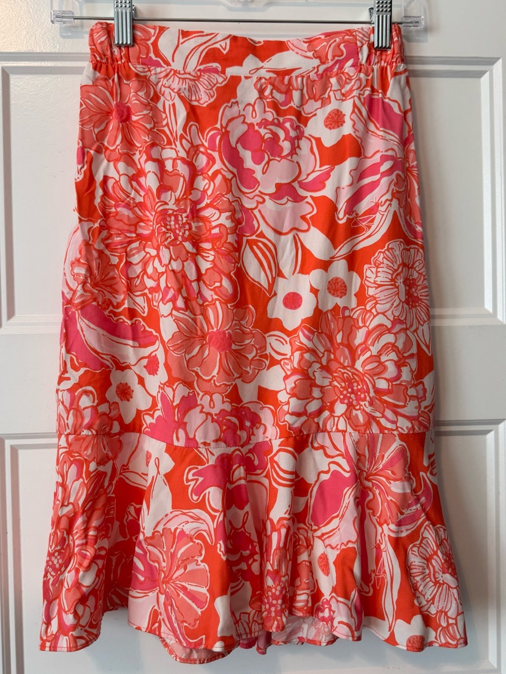 Lilly Pulitzer Floral Ruffle Tiered Mini Skirt XS Pink Coral